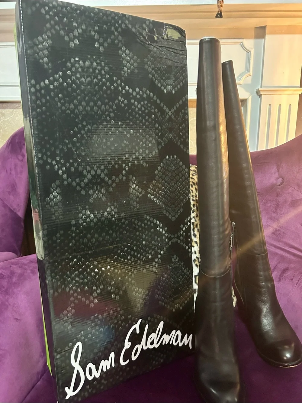 Sam Edelman Black Tall Leather Accent Pillow Display
